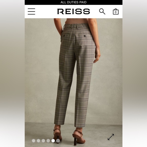 Reiss Plaid Trousers, Ankle length Size 4, office corporate chic, Grey & Black - Picture 4 of 15